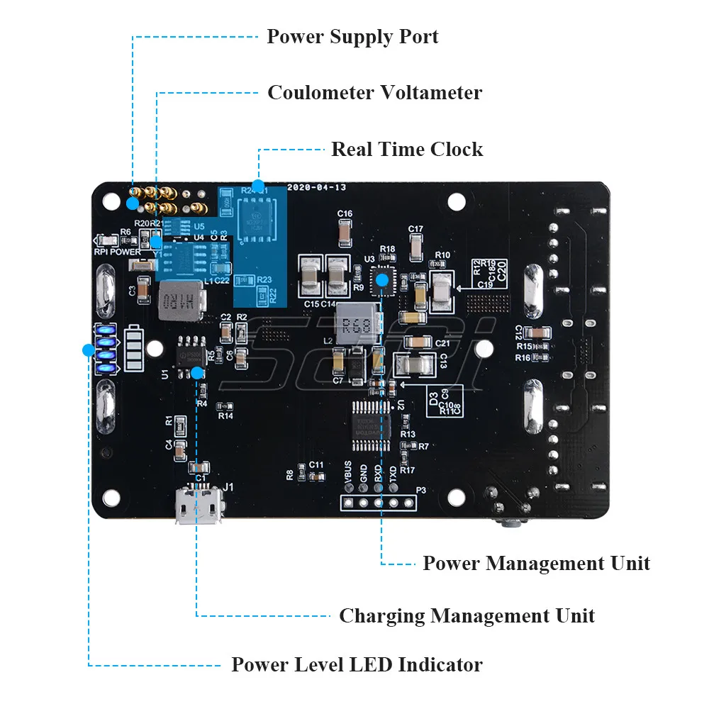 52Pi Оригинал 18650 Φ с RTC & Coulometer Pro устройство питания Расширенный два USB порта для