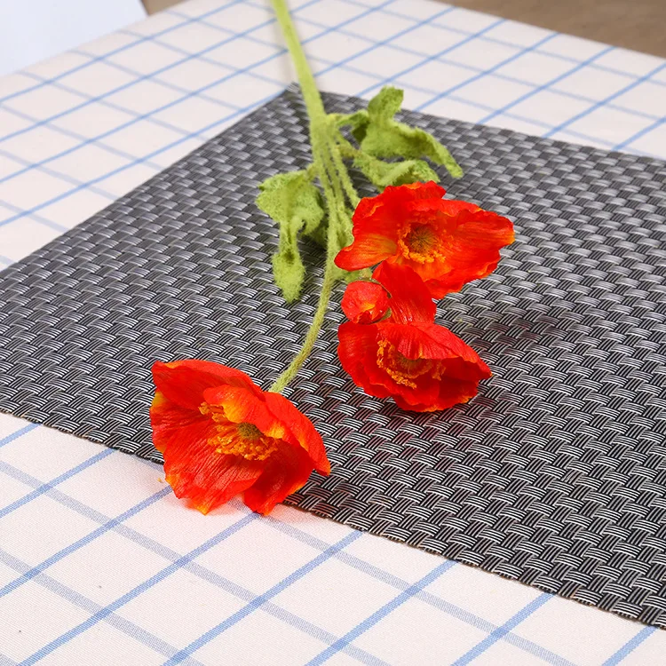 Oragne red Красивый искусственный Маковый закат красный Шелковый цветок 4 головки поддельные Маки Свадебные цветы гирлянда волосы дома DIY Декоративный букет - Цвет: Oragne red