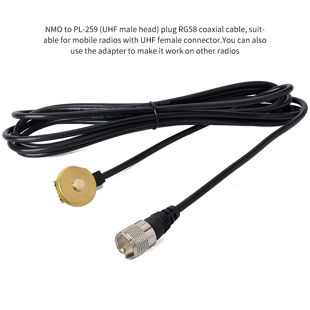 

5m Length For Walkie Talkie Antenna Extension NMO Mount Aerial Hole 500cm RG58 Cable UHF PL-259 Walkie Talkies