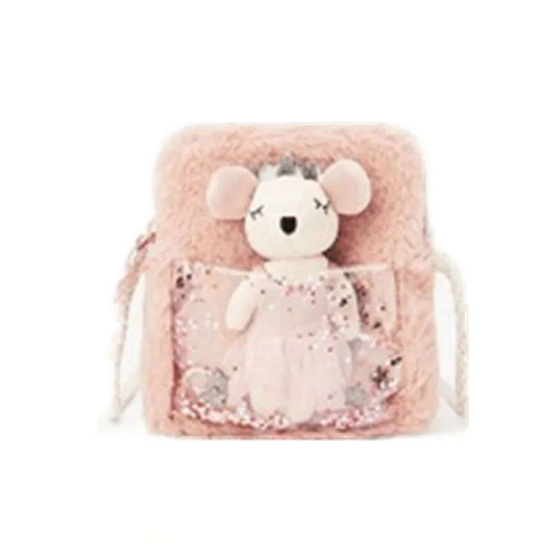 Wholesale 2021 soft bear transparent children's bag toddler baby faux fur effect animal accessory bag messenger bag
