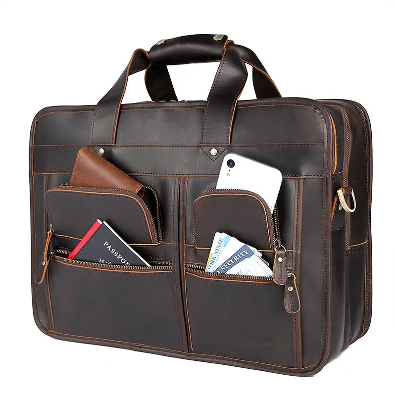 Многофункциональный кожаный портфель MAHEU для мужчин брендовая роскошная