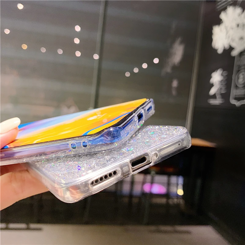 Блестящий Мягкий Прозрачный чехол из ТПУ для Samsung S20 S10 S9 S8 Plus Note 10 Lite A01 A10 A40 A50 A30S A70