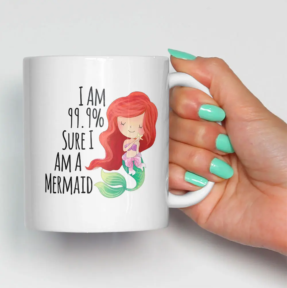 Я 99.9% уверены что я силуэта русалка Кружка Смешной надписью Кофе Чай принцессы