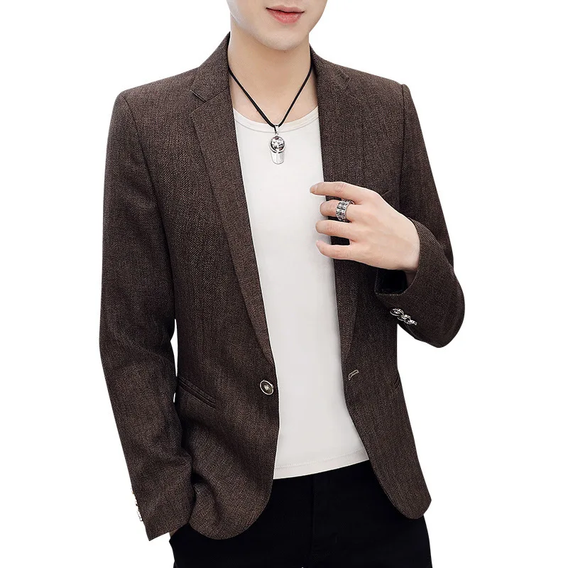 Осень 2021 мужской однотонный костюм Молодежный приталенный осенний