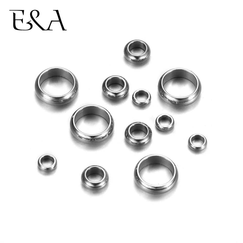 

50-200pcs/Lot Stainless Steel Small Large Hole Spacer Beads Jewelry Accessories String Leather Bracelet Necklace DIY Loose Beads