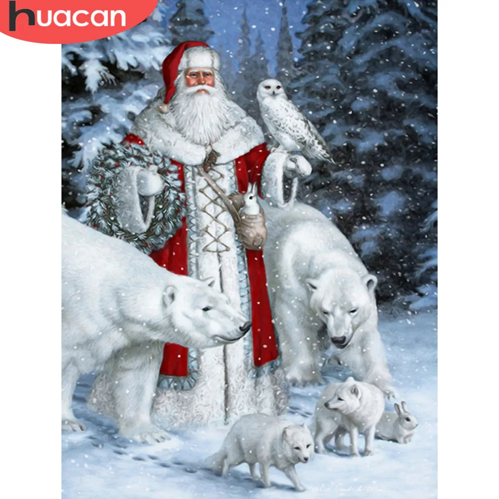 

HUACAN Christmas Diamond Painting Full Square DIY Diamond Embroidery Santa Claus Drill Cartoon Picture Of Rhinestone Home Decor