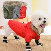 fur collar plush dog coat winter pet cat dog jacket poodle chihuahua clothes warm hoodie hooded xs xl pet down jacket cute