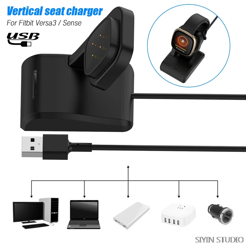 

Charging Dock For Fitbit Versa 3/sense Smart Watch Charger Cable USB Charging Data Cradle For Fitbit Sense Charger Stand 1M