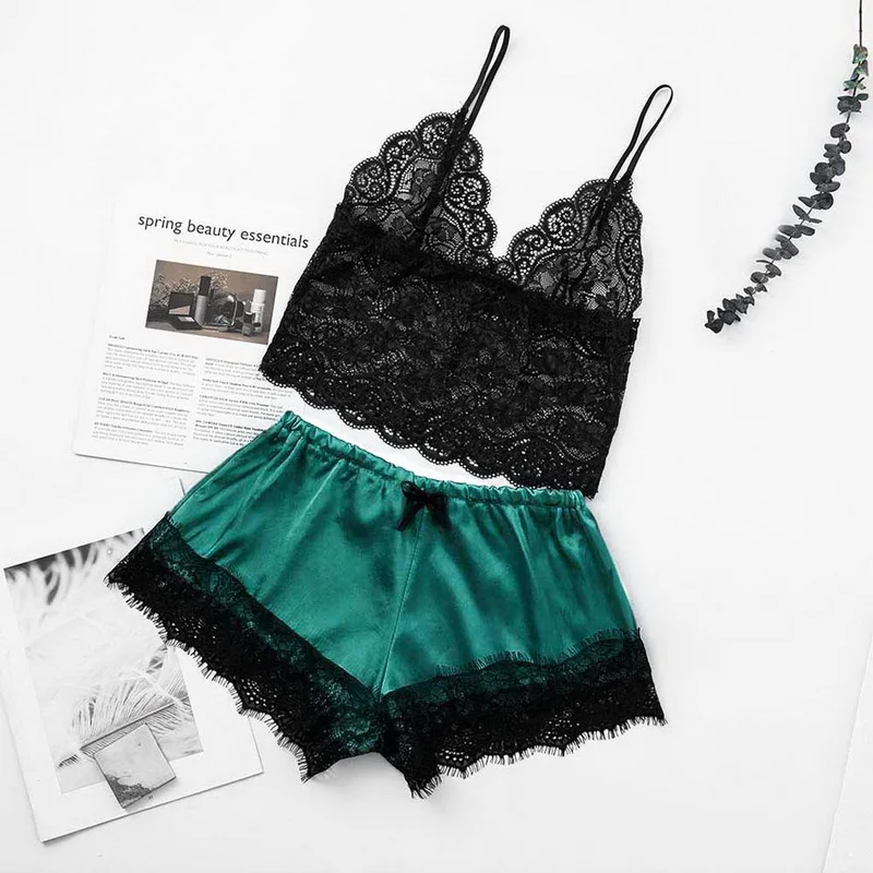 

1 Set Womens Sexy Fashion Casual Lace Sleepwear Lingerie Tops Shorts Set Babydoll Pajamas Nightwear Womens Underwear