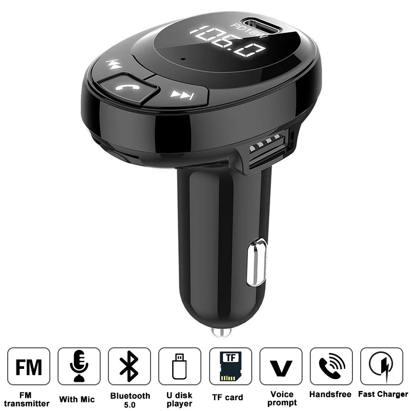 Автомобильный fm-передатчик с Bluetooth 5 0 fm-модулятор аудио mp3-плеер 3 режимами