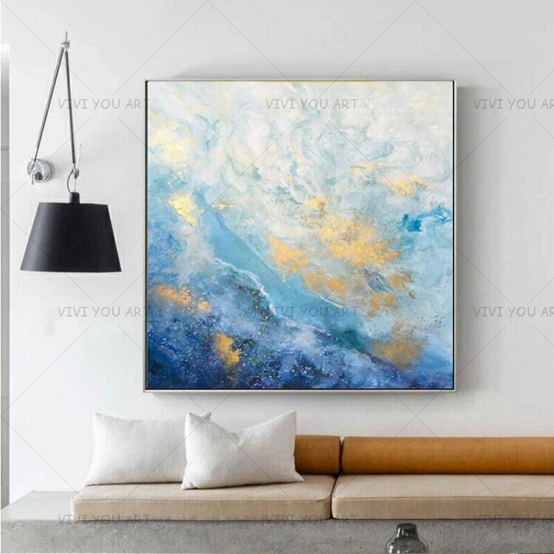 Высококачественная желтая синяя белая абстрактная мечтательная метод затенения