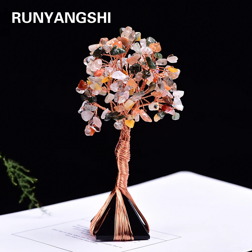 1 шт. обсидиановое искусственное Хрустальное дерево ручной работы медная