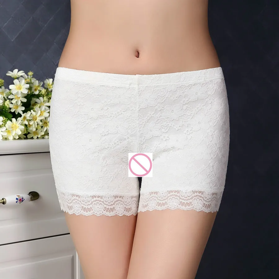 White Высокое качество, женские безопасные короткие штаны, летние боксеры, Короткие трусы, сексуальные кружевные свободные трусики с эластичной резинкой на талии, женские трусики, нижнее белье - Цвет: White