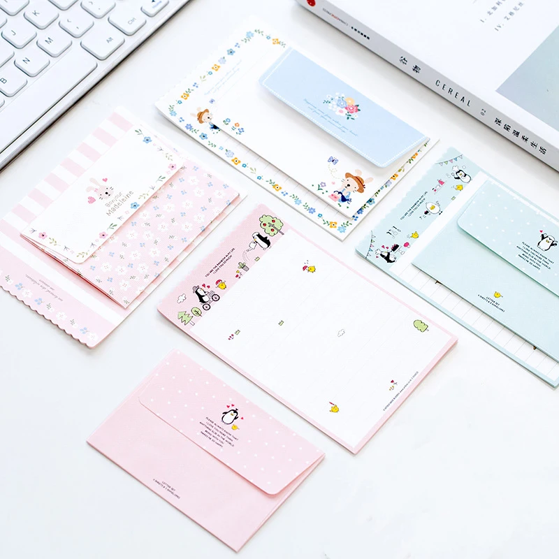 4 листа новые милые бумажные конверты с буквами мини цветок Письмо Бумага