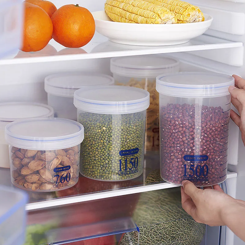 

Прозрачные пластиковые коробки, контейнеры для хранения пищевых продуктов, банки для свечей с крышкой, влагостойкие зернистые банки, короб...