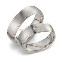 simple plain handmade white gold plating titanium stainless steel mens and womens engagement wedding bands couples Rings pair