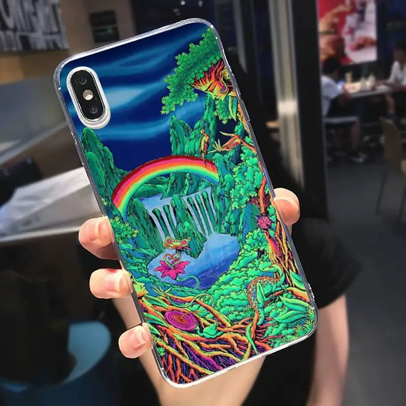 

Weird Trippy Mushroom Psychedelic Art Phone Case Transparent soft For iphone 5 5s 5c se 6 6s 7 8 11 12 plus mini x xs xr pro max