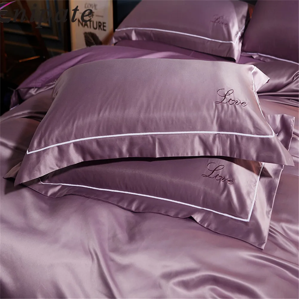 Enipate 1 пара роскошных наволочек с вышивкой очень мягкие Мытые шелковые наволочки