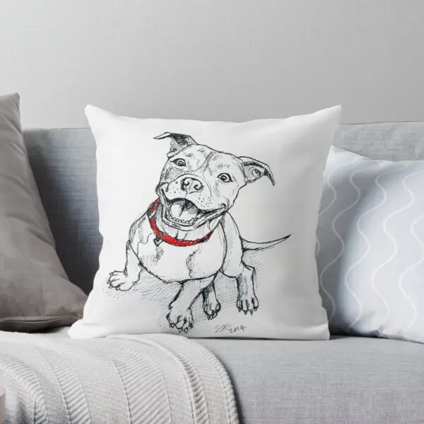 

Happy Staffie Soft ative Throw Pillow Cover Pillow Case Cover Wedding Bed Pillows NOT Included