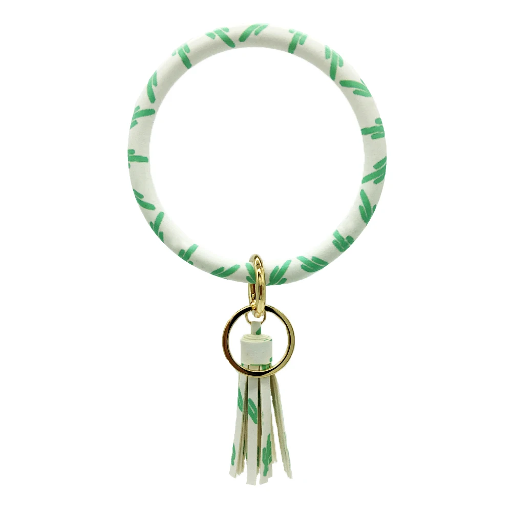 Fashion PU Leather Bracelet Keychain for Women Comfortable Wear Resistant Car Bangle Tassel Wrist Strap Accessories |