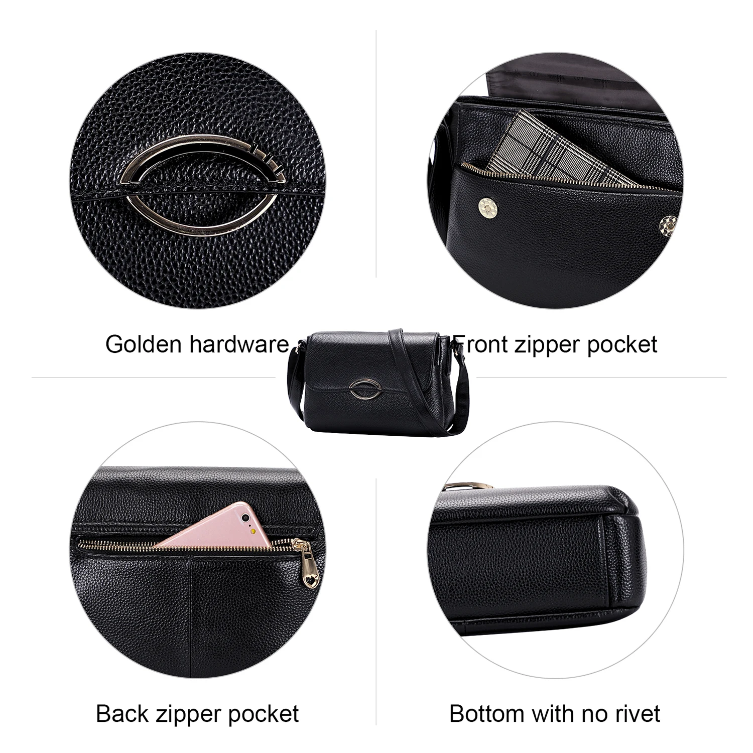 

DOLEESUNE Soft Genuine Leather Handbag for Women Crossbody Bags Fashion Female Shoulder Messenger Bags Designer Purses with Flap