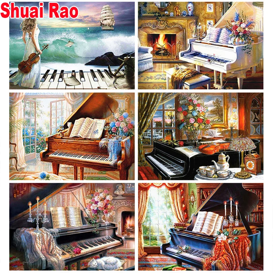 Пианино инструменты для вышивки картин со стразами полностью квадратная круглая