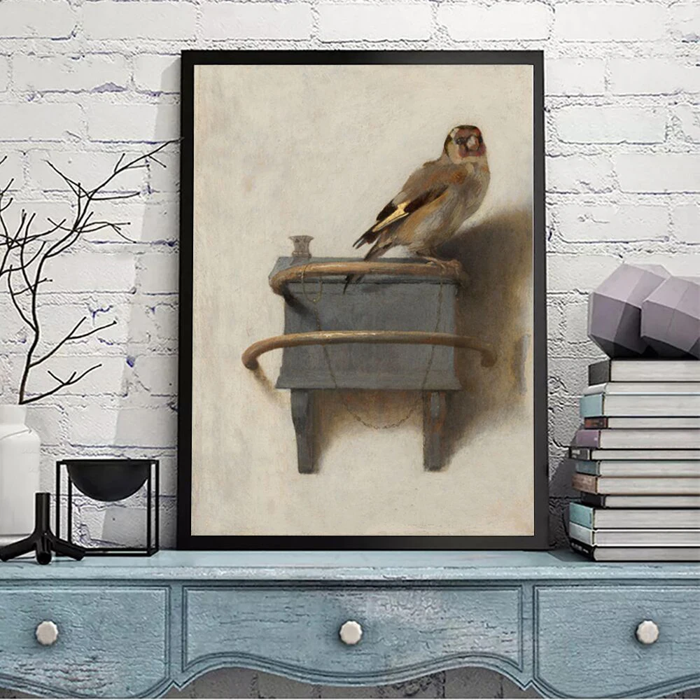 

Canvas Painitng Vintage Animal Bird Poster Carel Fabritius The Goldfinch Print Wall Art Picture For Modern Home Decor