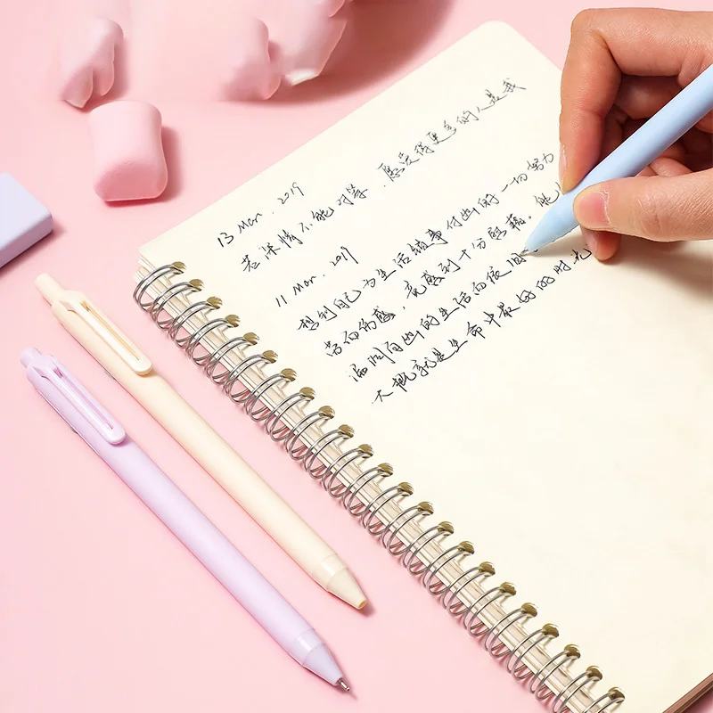 

12pcs/lot 0.5mm Macaron Color Gel Pen Black Ink Signature Pen for Student School Writing Kawaii Candy Color Stationery Supplies