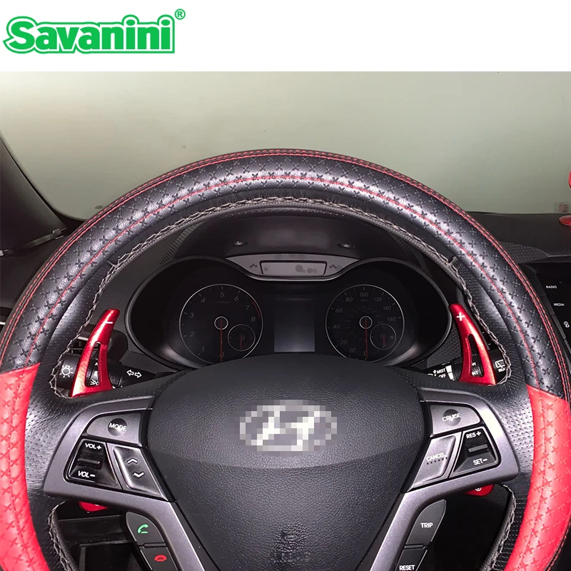 Savanini Aluminum 2pcs Car DSG Steering Wheel Shift Paddle Shifter Extension For Hyundai Veloster 2015 interior accessories | Автомобили и