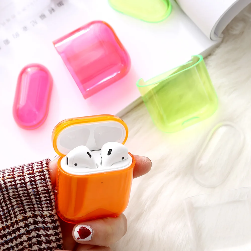 Симпатичный чехол для беспроводных наушников Airpods s прозрачный жесткий Air Pods