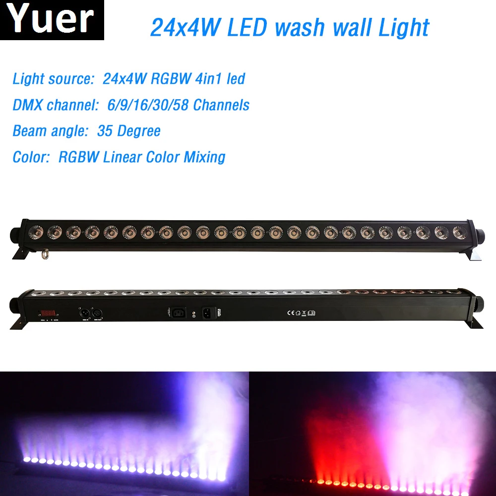 24x4 Вт RGBW 4в1 светодиодный настенный светильник-шайба луч светильник ing DMX512 Крытый прожектор вниз светильник ing для dj диско вечерние свадебные бар сценический