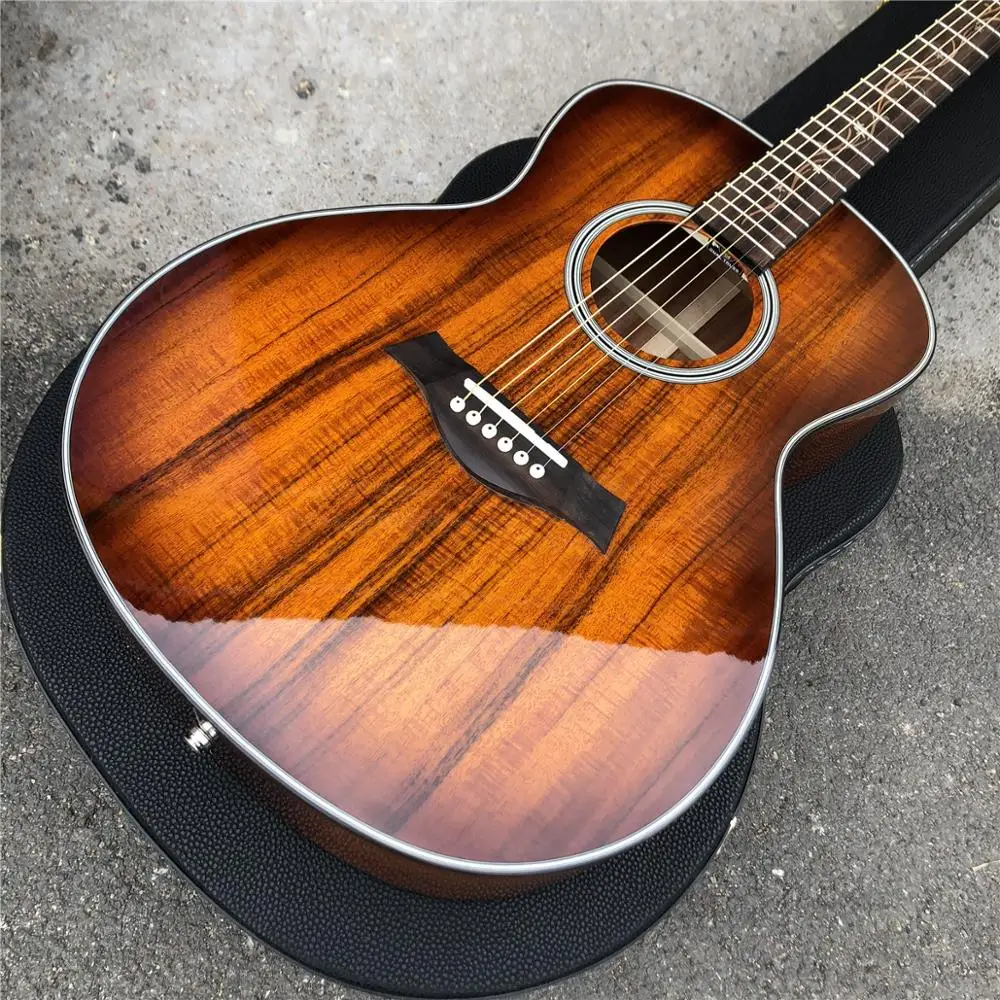 

Полностью деревянная акустическая гитара koa Chaylor K24, фингерборд из палисандра, Заводская изготовленная на заказ твердая электрическая акуст...