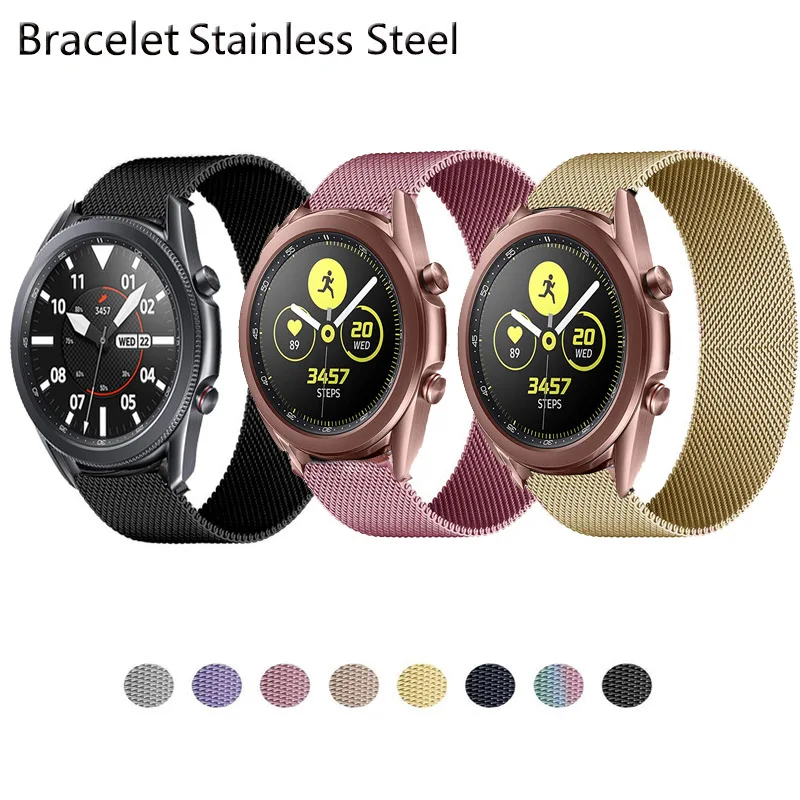 

20mm 22mm Milanese Loop Magnetic Wrist Strap Band for Samsung Galaxy Watch3 41mm 45mm Stainless Steel Bracelet