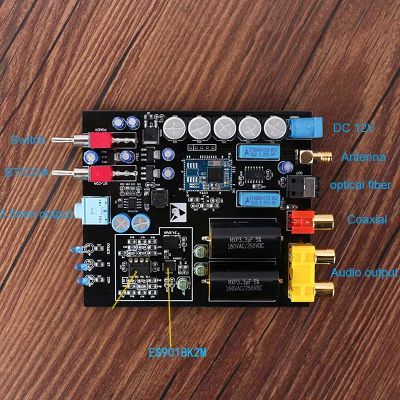 Lusya ES9018K2M ЦАП CSR8675 беспроводной Bluetooth 5,0 приемник плата APTX HD коаксиальный волокно с антенной T0930