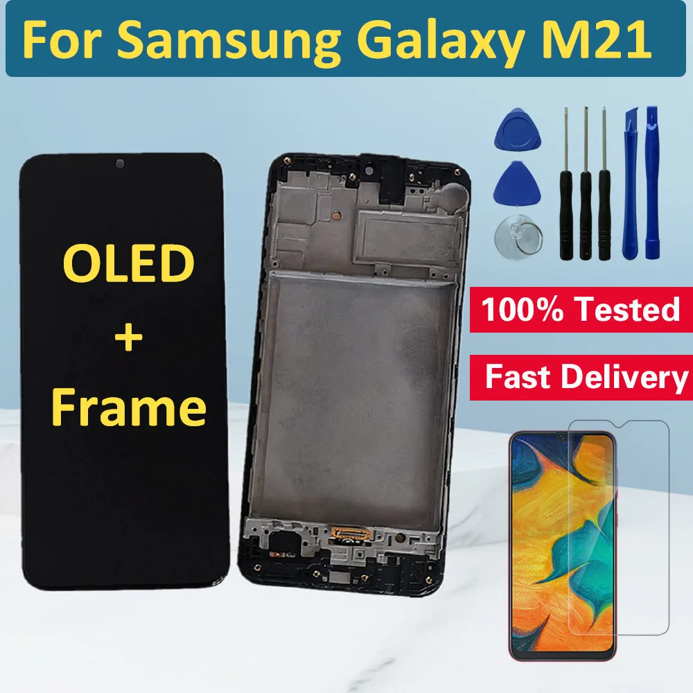 

Сенсорный ЖК-экран для Samsung Galaxy M21, с рамкой и дигитайзером