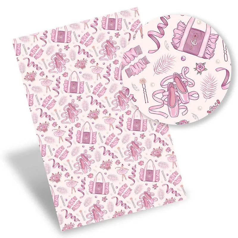 

Faux Synthetic Leather Sheets Ballet Shoes Cartoon Printed Leather Fabric DIY Hair Bow Earrings Handbag Craft Sewing 22*30cm/pc