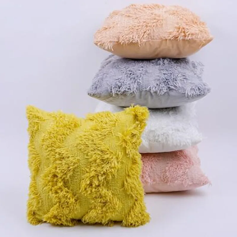 45*45 см плюшевый чехол для подушки перо Бархатная подушка с кисточками автомобиля