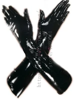 fast delivery within 7days black adults fetish five finger gloves to elbow what is made of 100 real natural latex materials