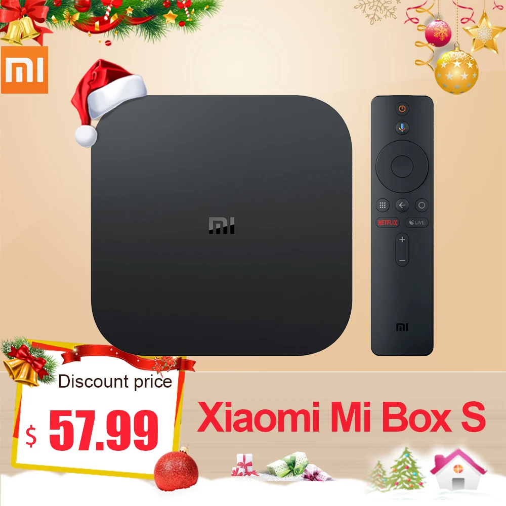 Глобальная версия Xiaomi mi Box S 4K HDR Android tv Box четырехъядерный 2 ГБ DDR3 8 Гб WiFi Google Assistant Smart медиаплеер mi Box S