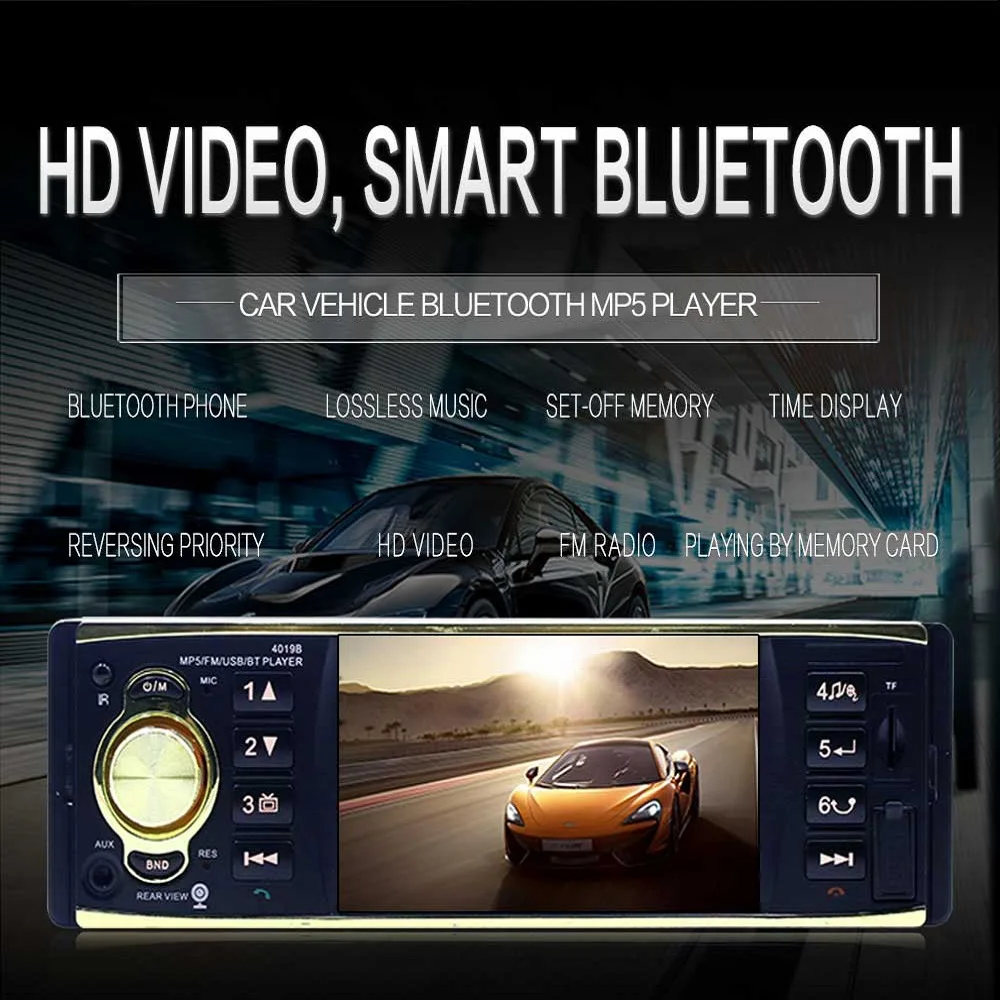 Автомагнитола 4 1 дюйма Din аудио стерео AUX FM радио Bluetooth Авторадио поддержка камеры
