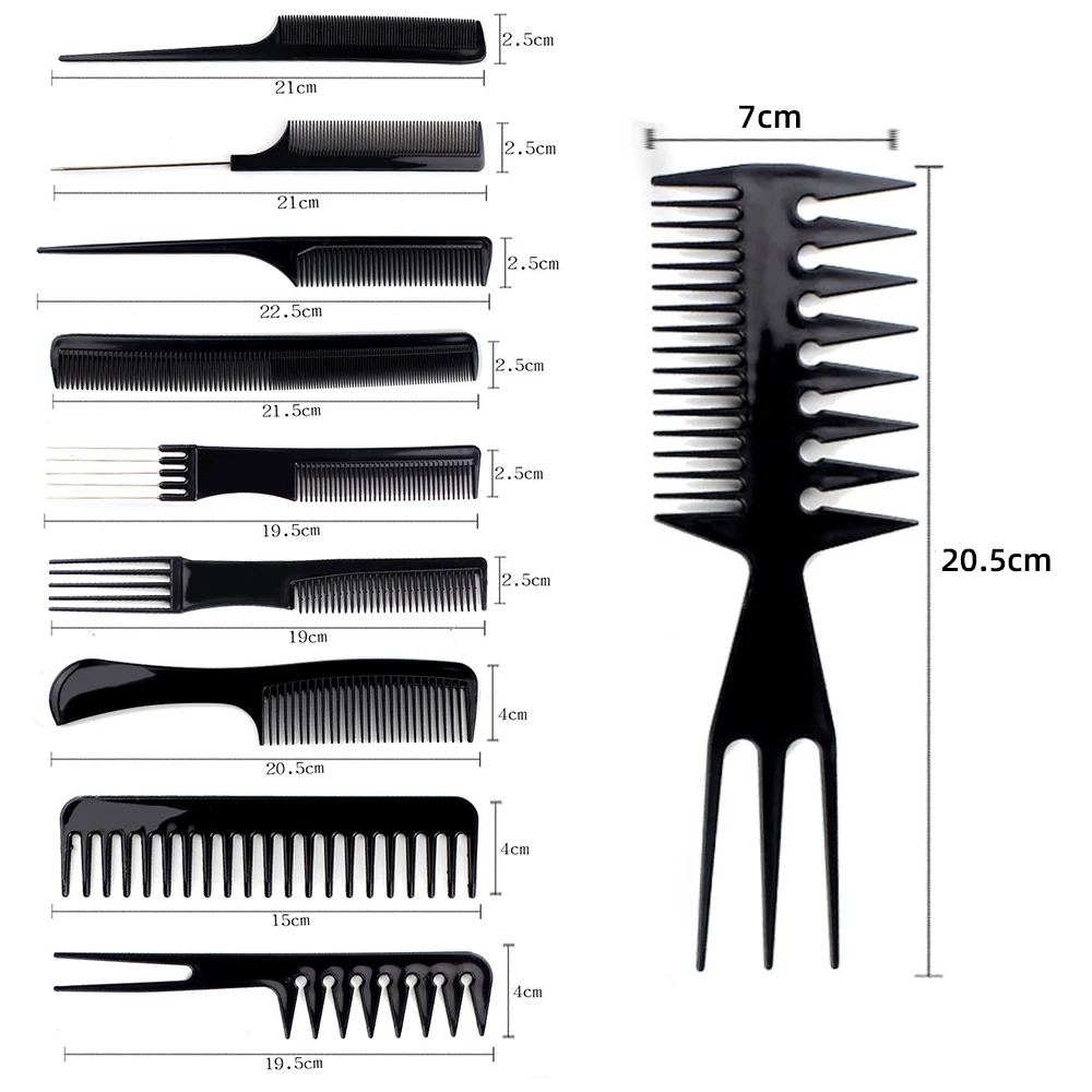 10 стилей Антистатические Парикмахерские расчески запутанные прямые волосы