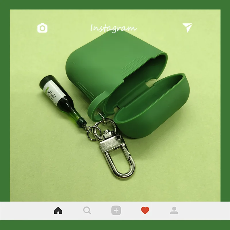 Чехол для AirPods, милые пивные кожухи головных телефонов для Apple Airpods 1 2 Силиконовые bluetooth-наушники, защитный чехол, кольцо для ключей для вина
