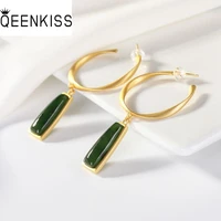qeenkiss eg5127 fine jewelry wholesale fashion woman girl bride mother birthday wedding gift rectangle 24kt%c2%a0gold drop earrings