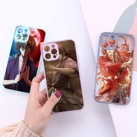 rurouni kenshin phone case for iphone 13 12 11 mini pro xr xs max 7 8 plus x matte transparent purple back cover