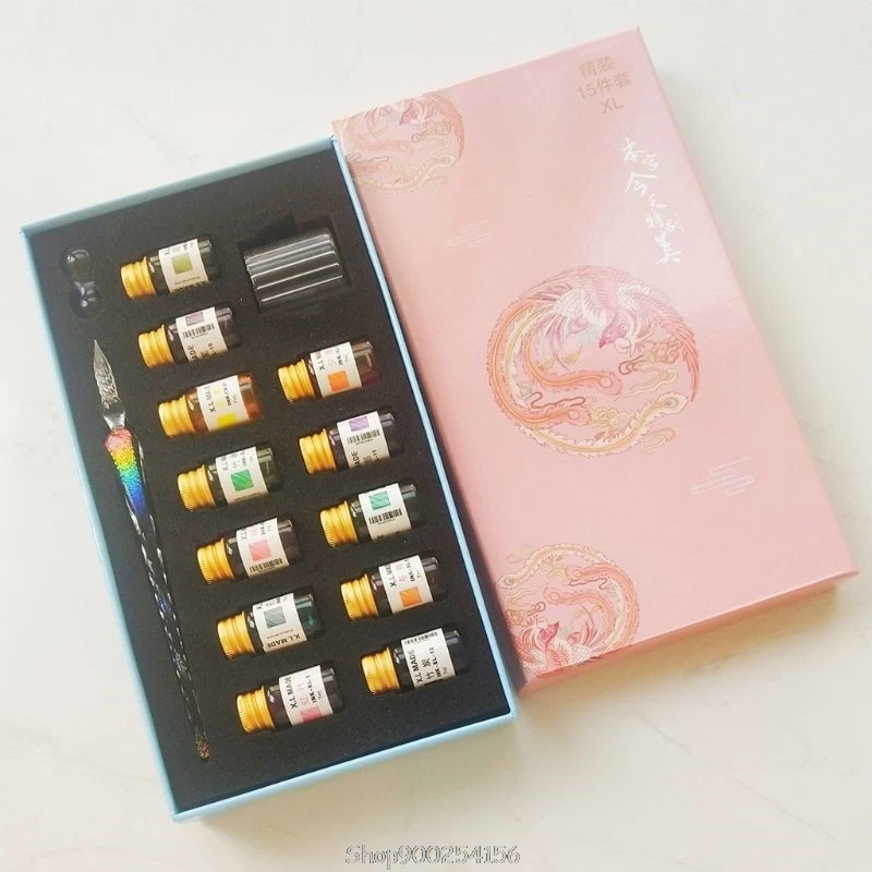 

Crystal Phoenix Glass Ink Pen Glass Dip Pen For Writing Fountain Pen Set Gift N17 20 Dropship