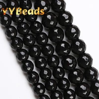 natural faceted black agates beads black onyx 4 12mm spacer loose charm beads for jewelry making diy women bracelets ear studs