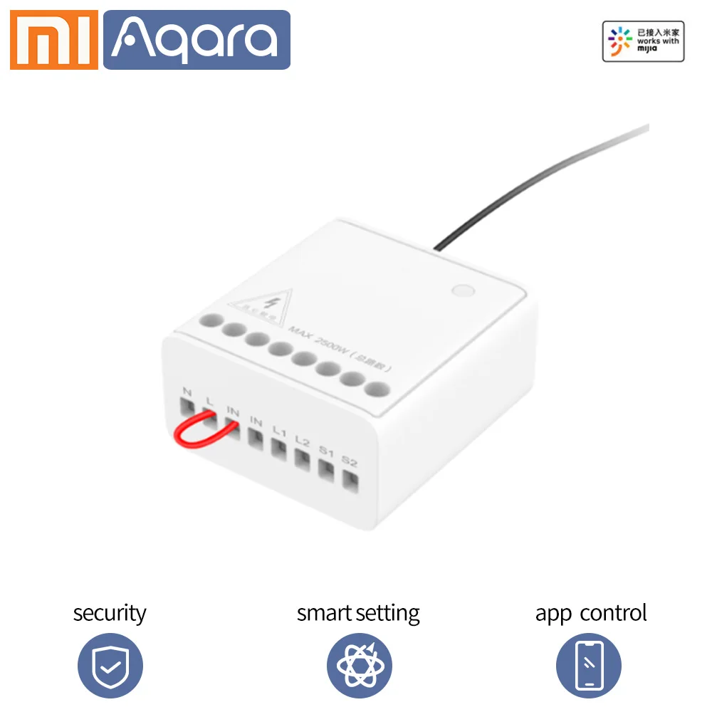 Aqara реле двусторонний модуль управления беспроводной релейный контроллер 2 канала mihome приложение управление Zigbee Беспроводной контроллер умный дом - Цвет: 1PCS