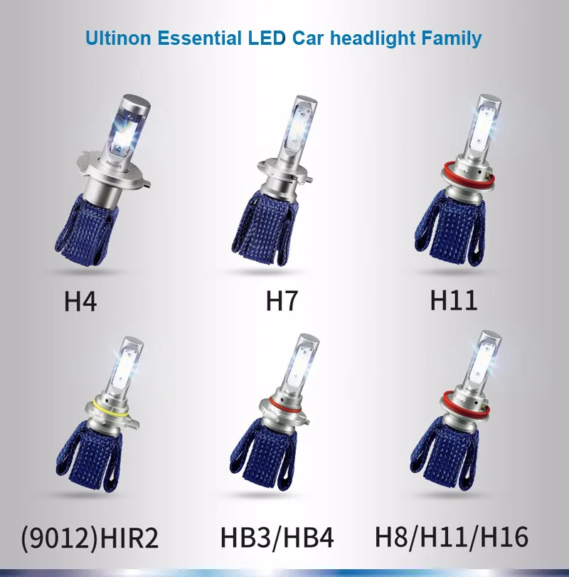 Philips LED H4 H7 H8 H11 H16 9005 9006 9012 HB3 HB4 HIR2 Ultinon Essential светодиодный Car 6000K автомобильные