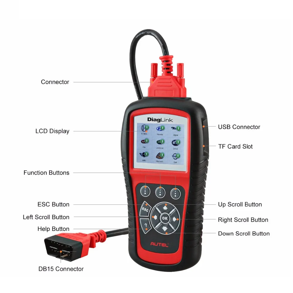AUTEL MaxiDiag Elite MD802 Diaglink OBD2 сканер Все и 4 системы авто код ридер EPB сброс масла OBD 2 диагностический инструмент PK MD805