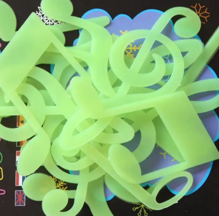 15 шт./компл. Мини Музыкальные светящиеся наклейки на стену темные звезды для